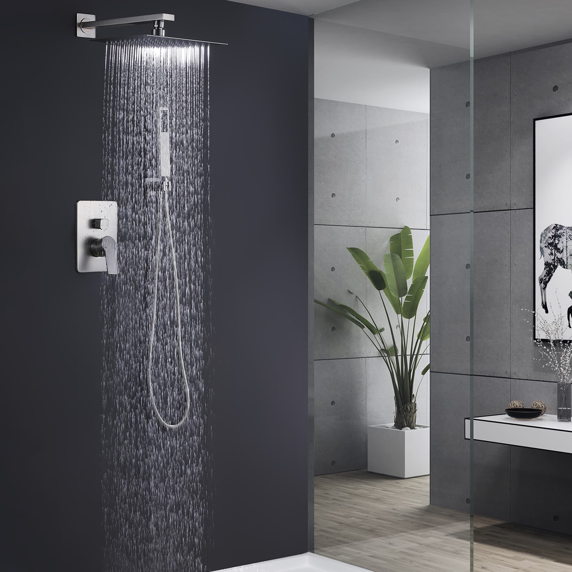 Concealed Square Two-Function Two-Handle Bathroom Shower Set