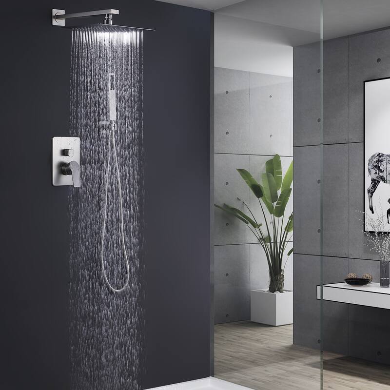 Concealed Square Two-Function Two-Handle Bathroom Shower Set Shower System with Rough-In Valve