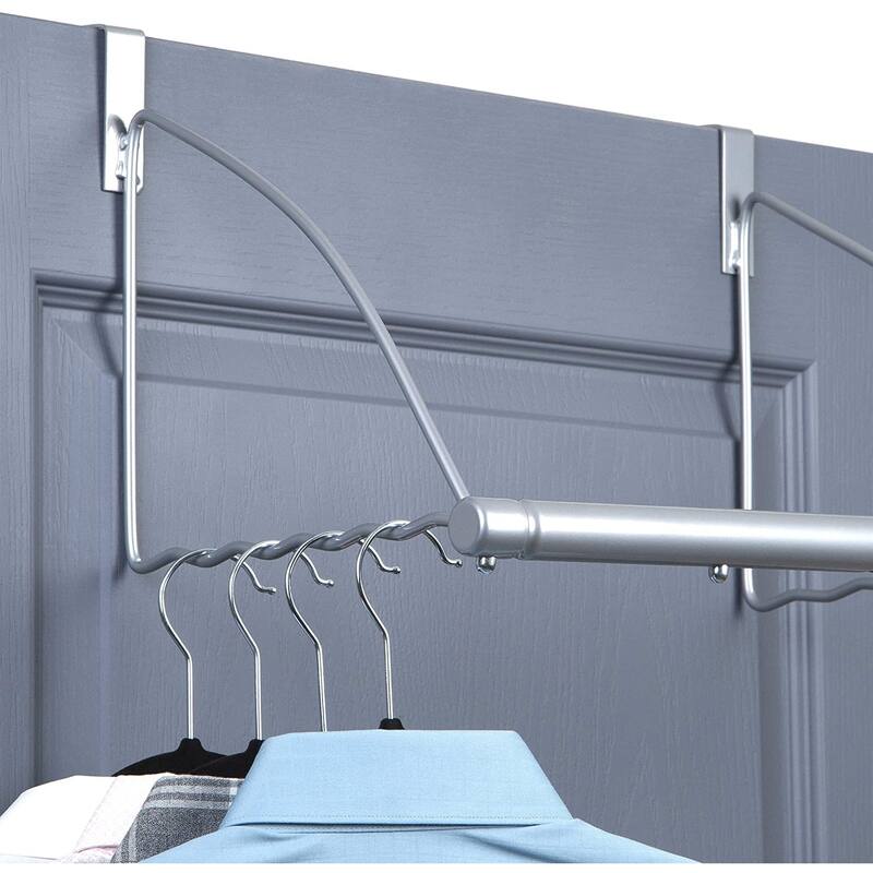 Over the Door Closet Valet with Hanging Bar Expandable 18" - 24" L x 10 x 10" Chrome