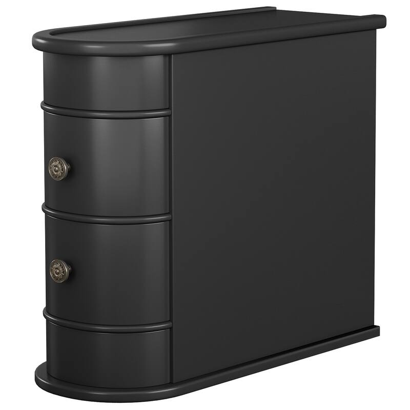 10.8 Inches Narrow End Table with 2 Drawers -Fully Assembled Solid Wood Side Table, Slim Nightstand