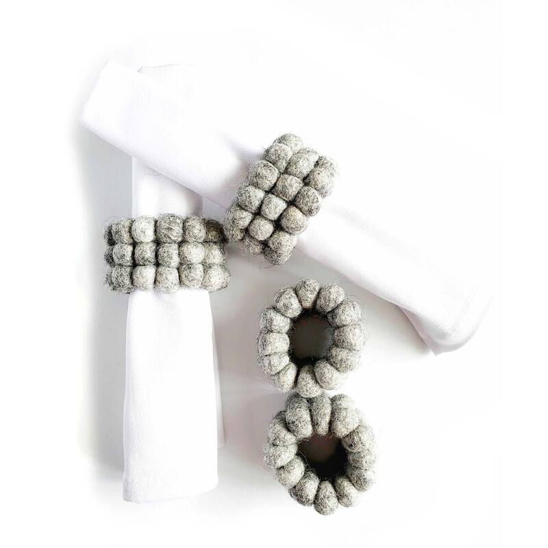 Felt Three Strand Napkin Rings, Set of 4 - 4 Heather Grey