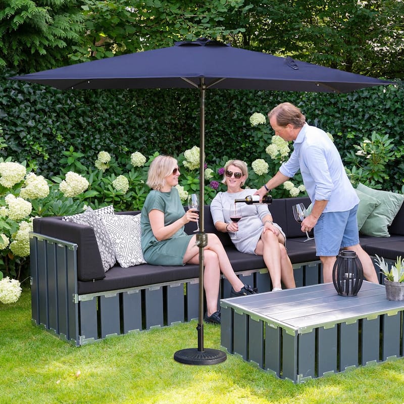 7.5ft * 7.5ft Patio Umbrella with Crank and Push Button Tilt,Outdoor Table Market Umbrella with Aluminum Pole - Dark Green