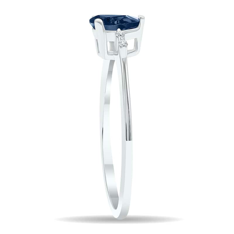 Women's Sapphire and Diamond Sparkle Ring in 10K White Gold