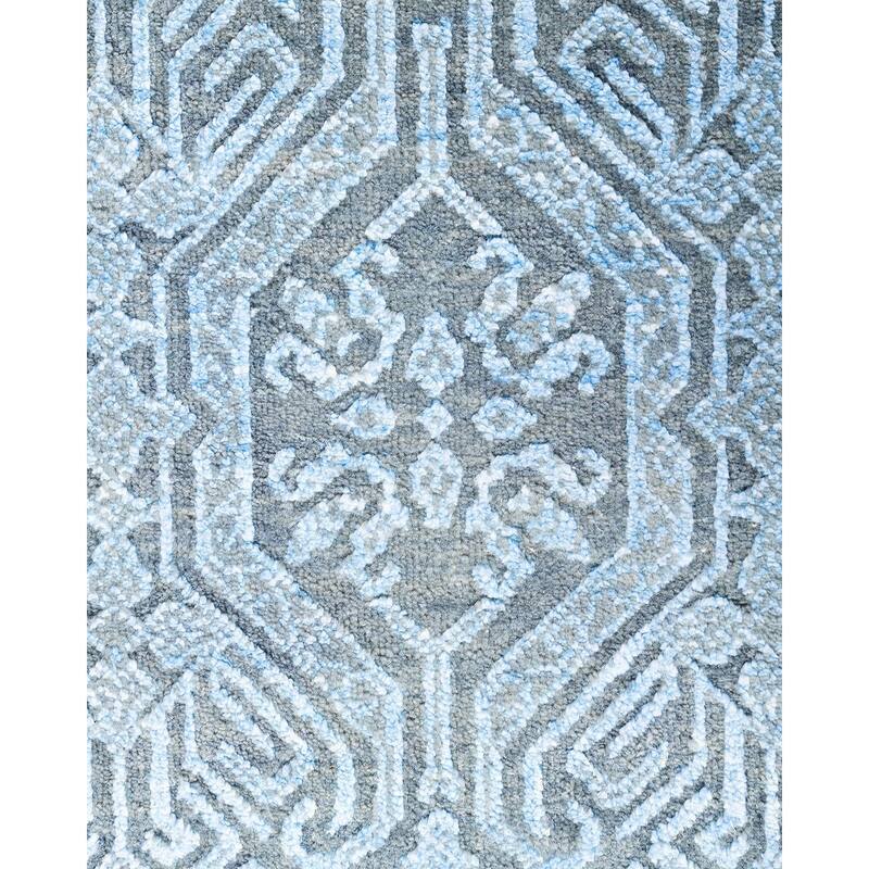 Ikat One-of-a-Kind Hand-Knotted Area Rug - Gray, 7' 10" x 9' 10" - 7' 10" x 9' 10"