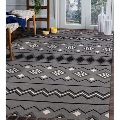 The Curated Nomad Southwestern Dove Gray Flatweave Area Rug