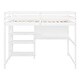 preview thumbnail 4 of 7, White Wooden Loft Bed with 3-Layer Shelves, Desk, and Writing Board, Full-Length Guardrail