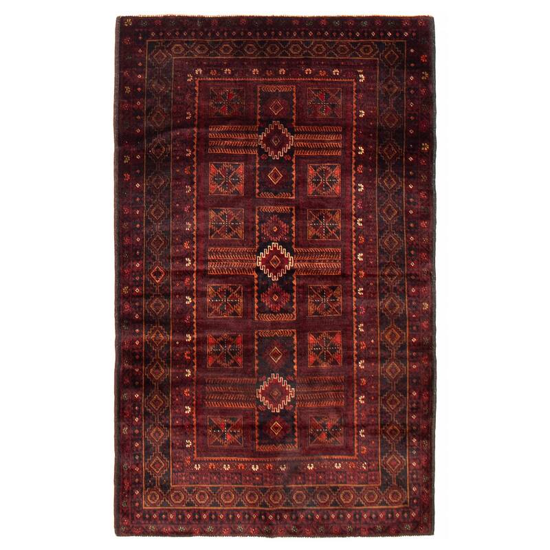 Teimani Red Rug 3'8" x 6'4" - 3'8 x 6'4 - Dark Red - 3'8 x 6'4
