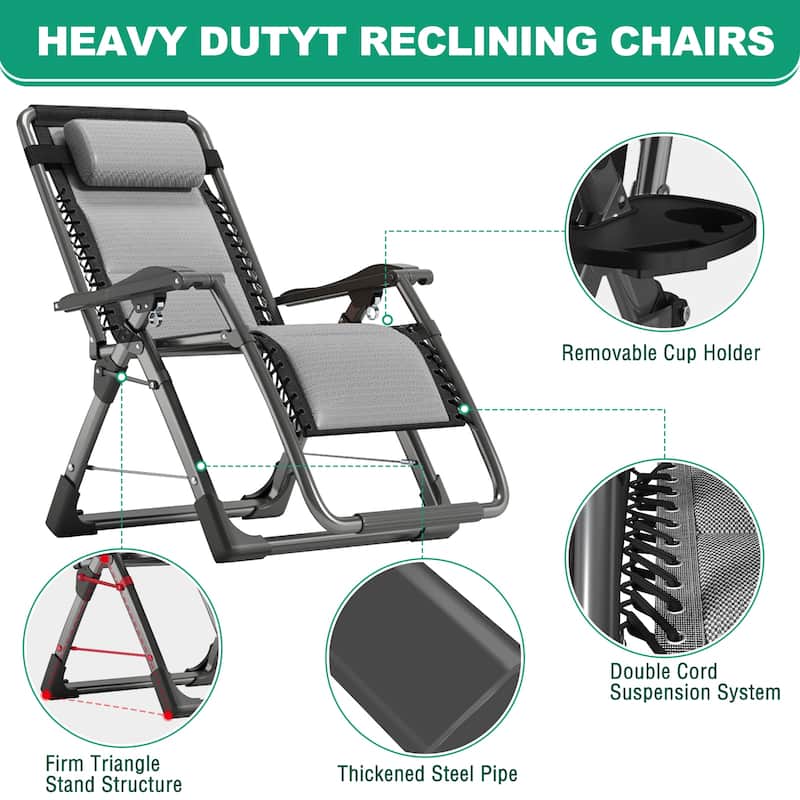 DoCred Zero Gravity Chair, Folding Lawn Chaise Recliner Lounge Chair