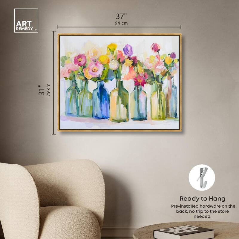 Bottles and Blooms Canvas by Art Remedy