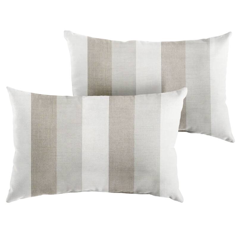 Sorra Home Sunbrella Outdoor Knife Edge Pillow Set of 2 - Sunbrella - Canvas Natural/Spectrum Cilantro - 14 in H x 24 in W x 6 in D