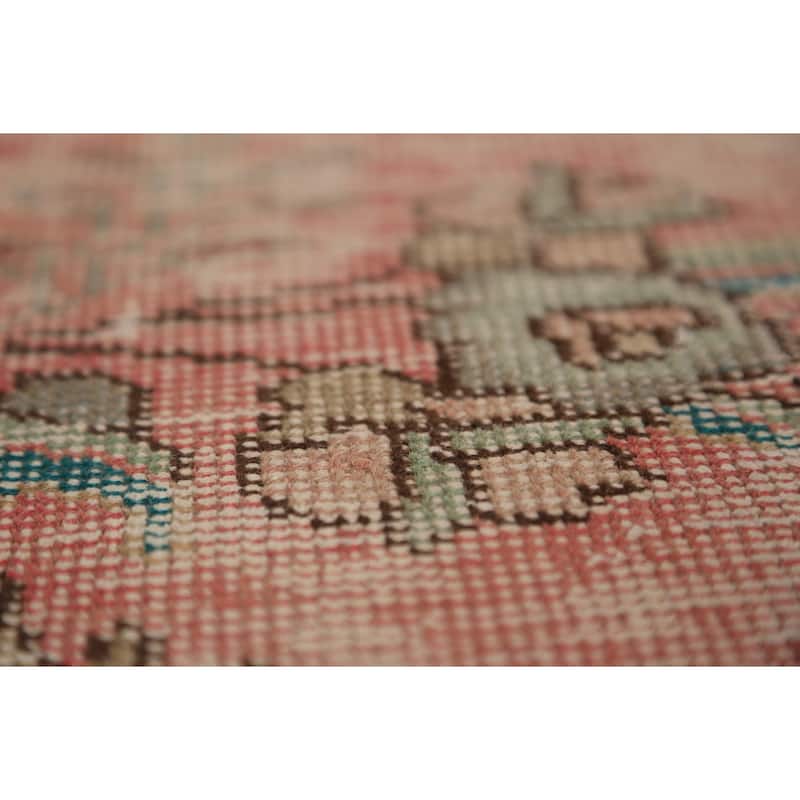 Pink Tabriz Persian Vintage Area Rug Handmade Wool Carpet - 6'3" x 9'5"