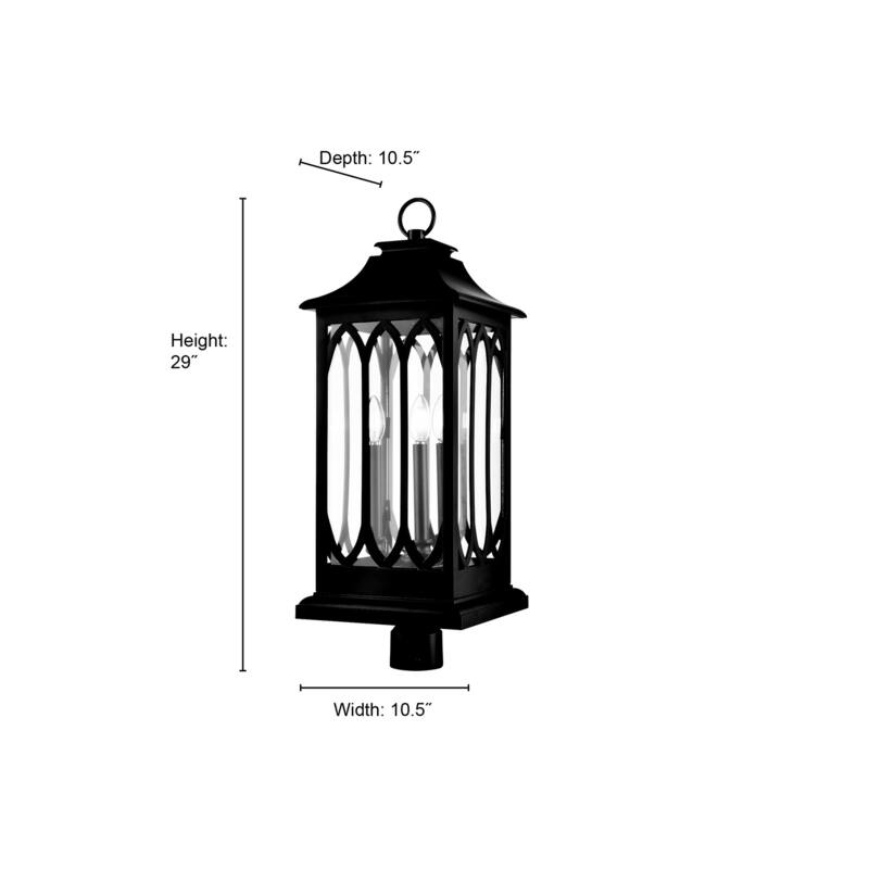 Mallorey 3-Light Outdoor Post Lantern Powder Coated Black - Powder Coated Black
