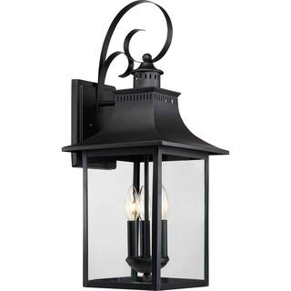 Chancellor 3-Light Outdoor Wall Lantern in Mystic Black