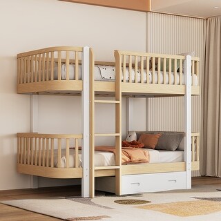 Wood Twin over Twin Bunk Bed with Fence Guardrail and a Big Drawer Bed Bath Beyond 40273241