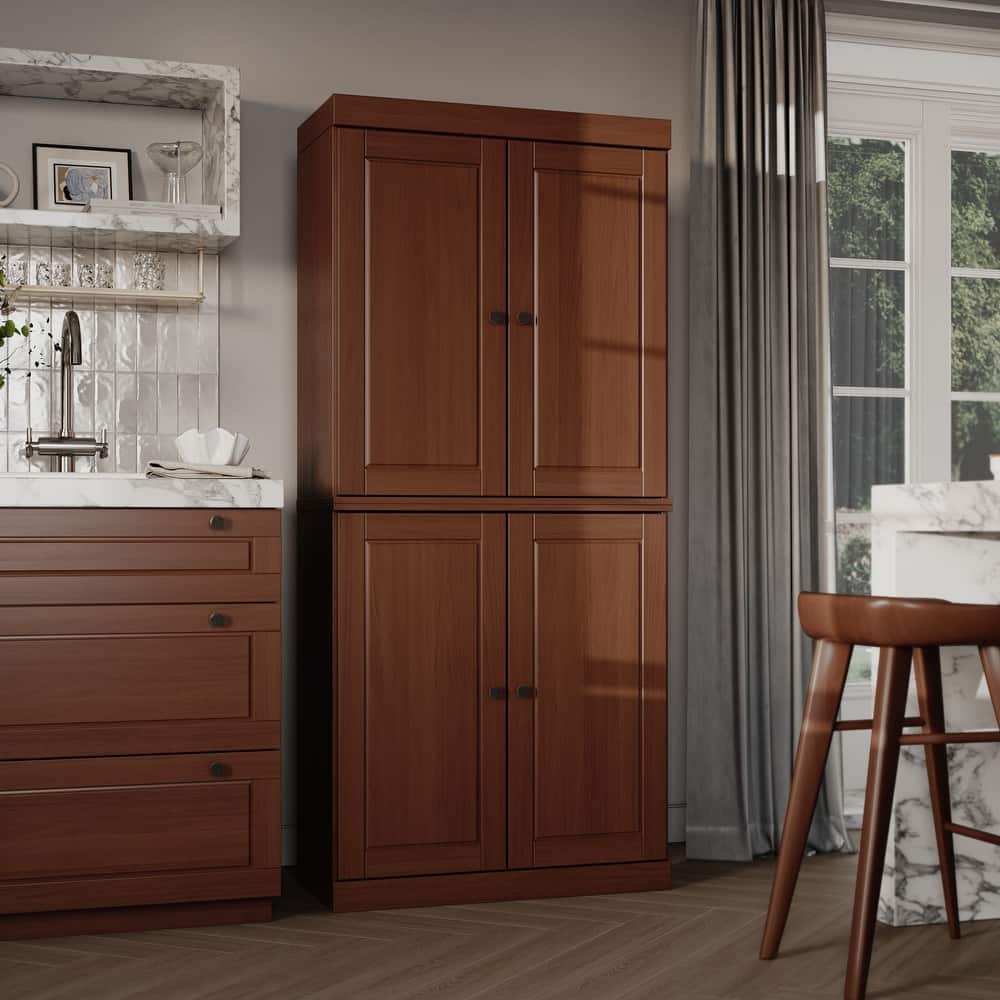 100% Solid Wood Tall Kitchen Pantry Cabinet with Doors & Adjustable Shelves, 32" W x 71.5" H, Palace Imports - 32" x 71.5"