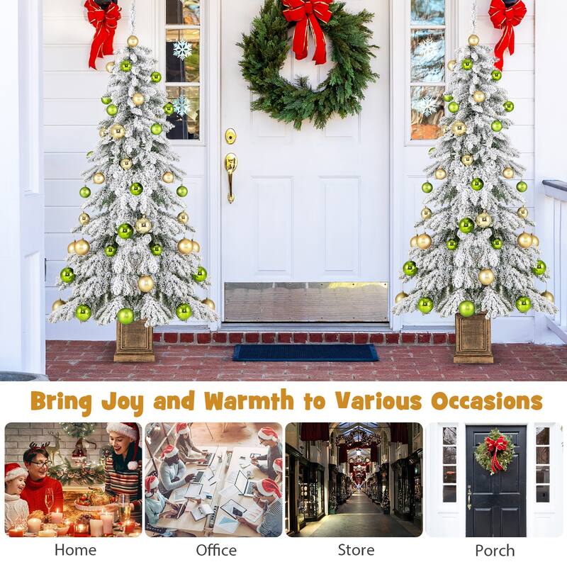 Gymax 6 ft Artificial Xmas Tree Hinged Christmas Tree w/ 589 Flocked - See Details