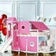 preview thumbnail 15 of 22, Full Size Solid Wood Loft Bed with Tent and Tower, Castle Elements