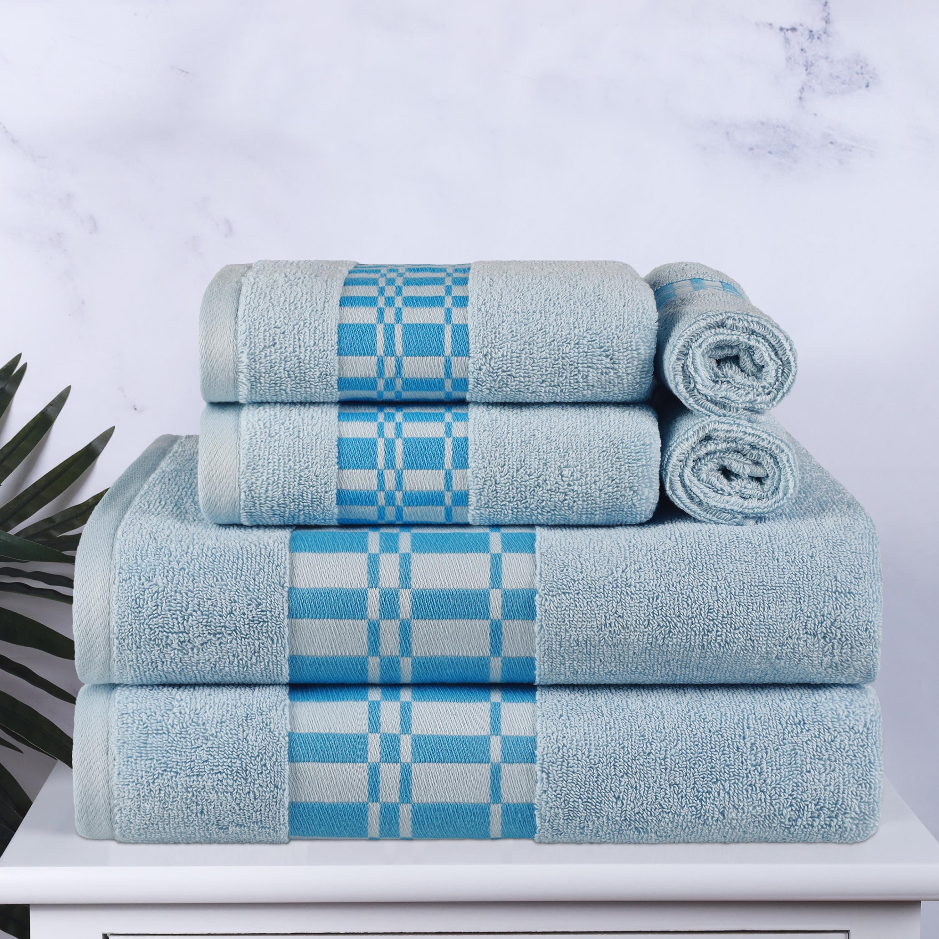 Superior Larissa Cotton Embroidered Geometric Border 6-Piece Towel Set