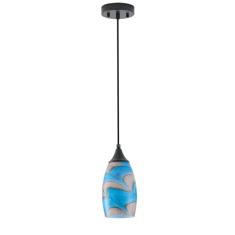 Black Metal and Glass Pendant Light for Kitchen Island Dining Room