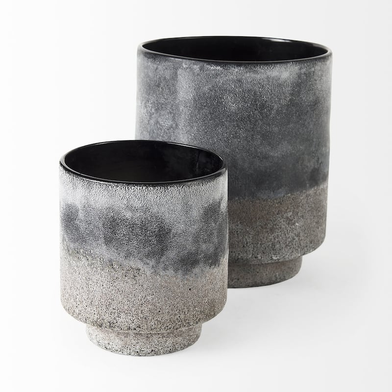 Black Brown and Gray Ombre Textured Ceramic Vase