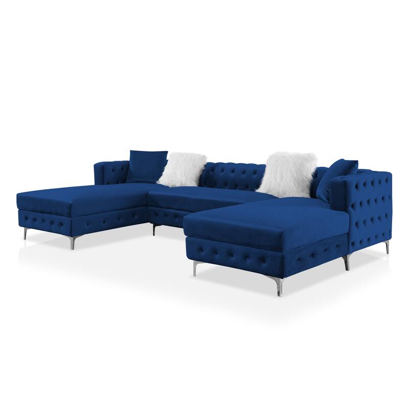 Delfinia Contemporary Fabric Upholstered Tufted Sectional by Furniture of America