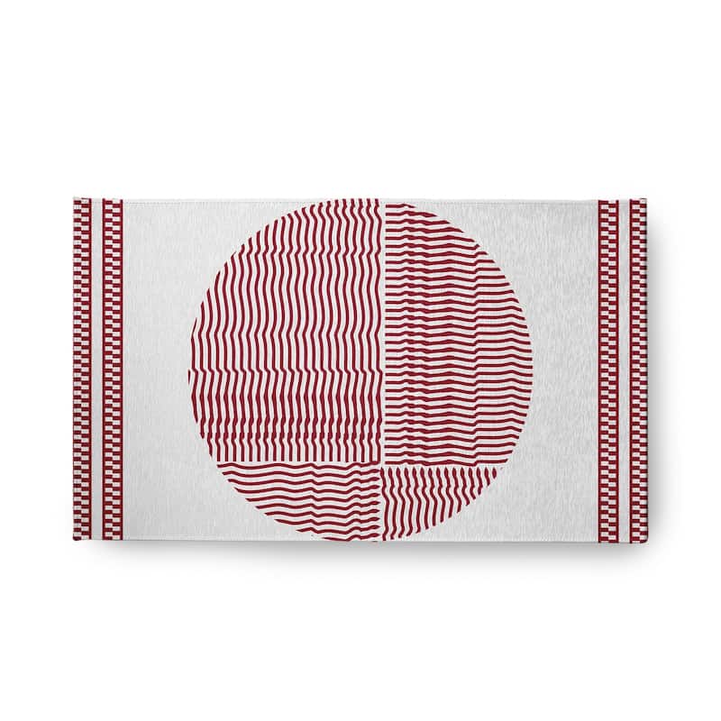 Geo Circle Rug - Sporty Red - 18" x 30"