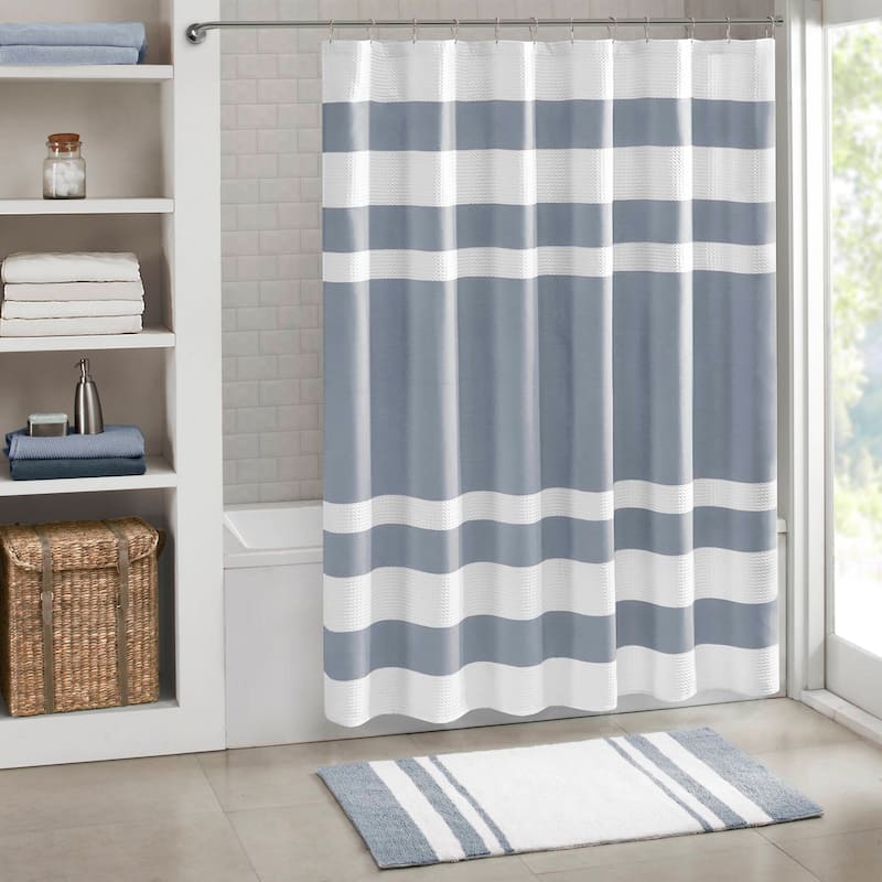 Madison Park Spa Waffle Shower Curtain with 3M Treatment