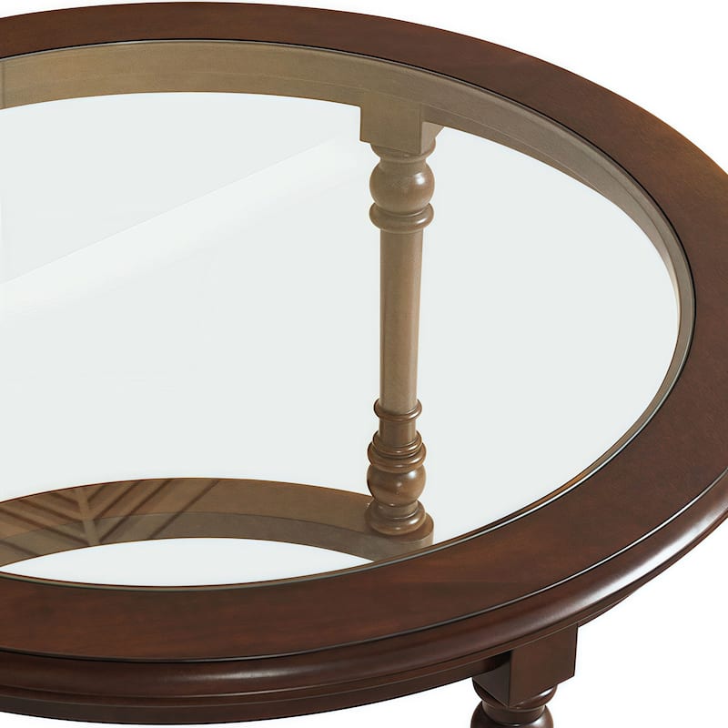 Nesting Table for Living Room, 31.5'' Coffee Table Fluted Set of 2, Tempered Glass Solid Wood Tabletop