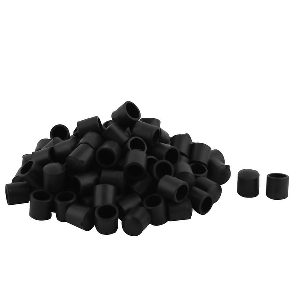 Furniture Chair Table Leg PVC Round Shape Foot Cover Black 10mm Inner Dia 100Pcs