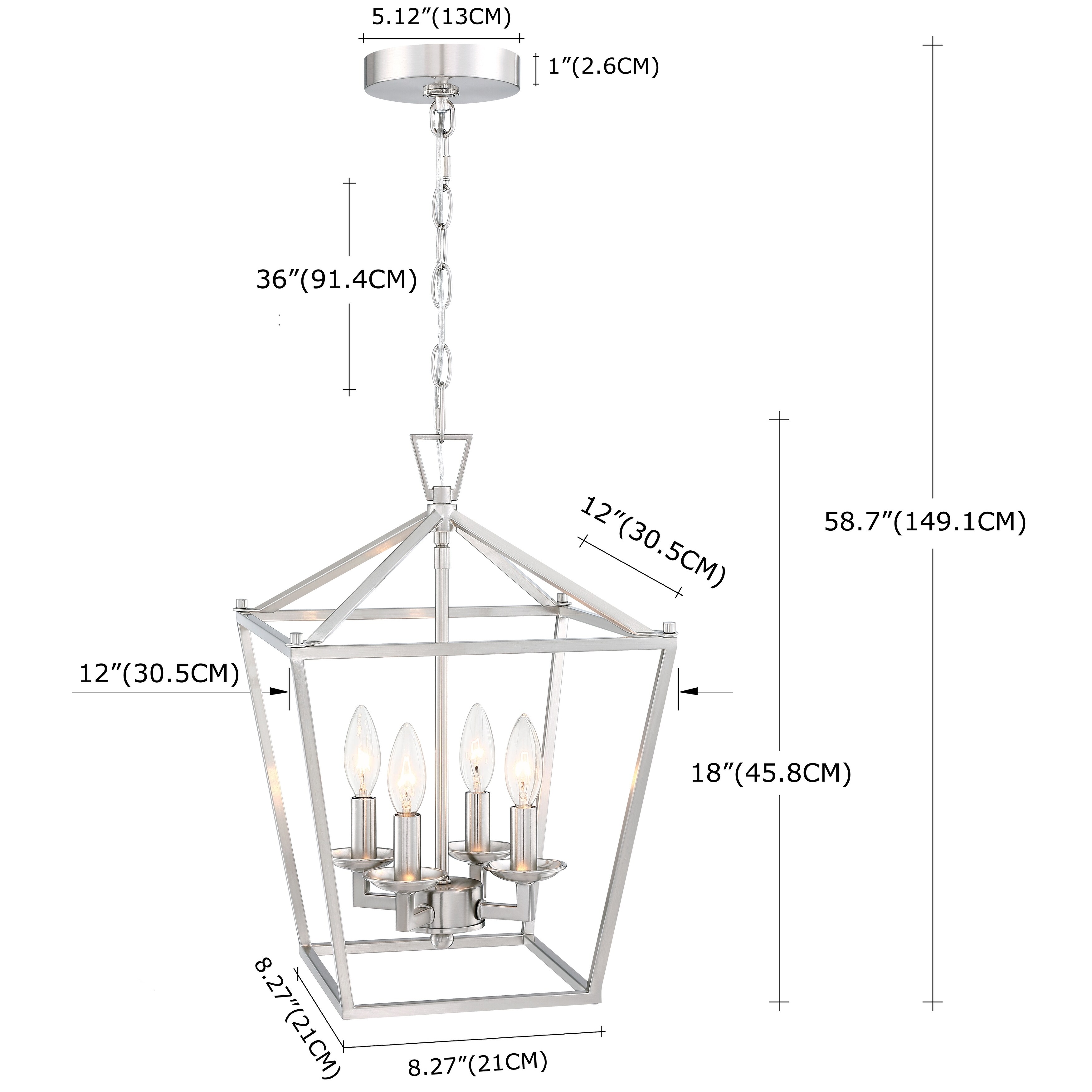 Chrome lantern pendant light top