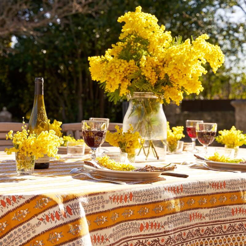 Couleur Nature Provence Avignon Tablecloth - Dijon/Blue - 71" x 106" - 71" x 106"