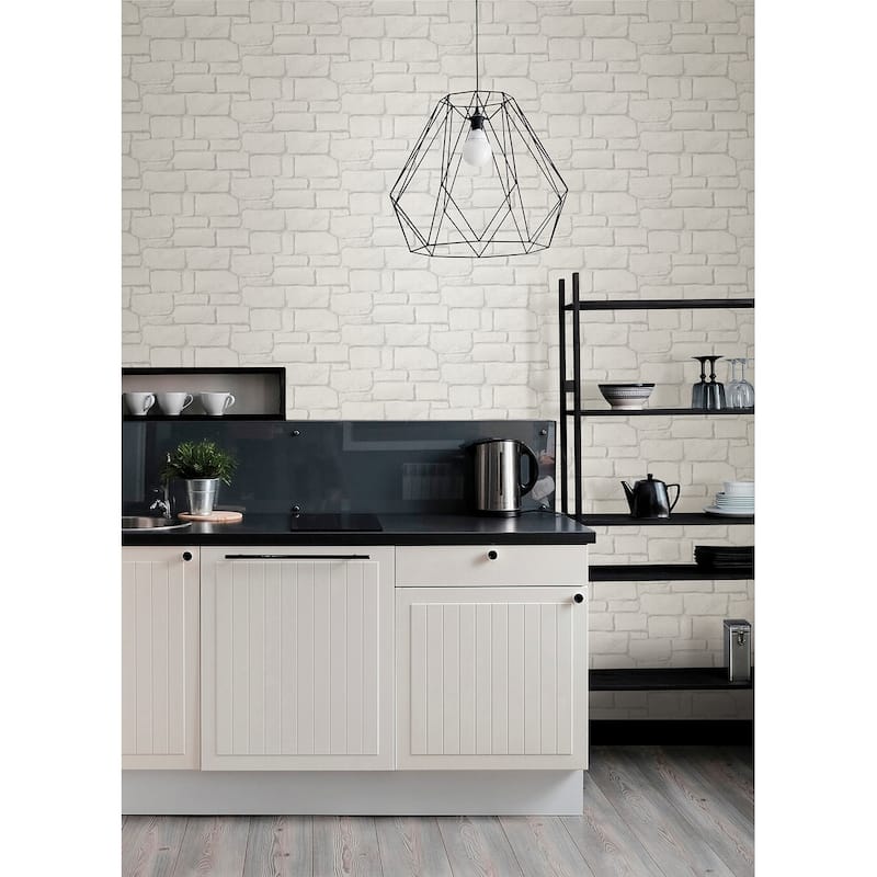 A-Street Prints Casablanca White Stone Wallpaper