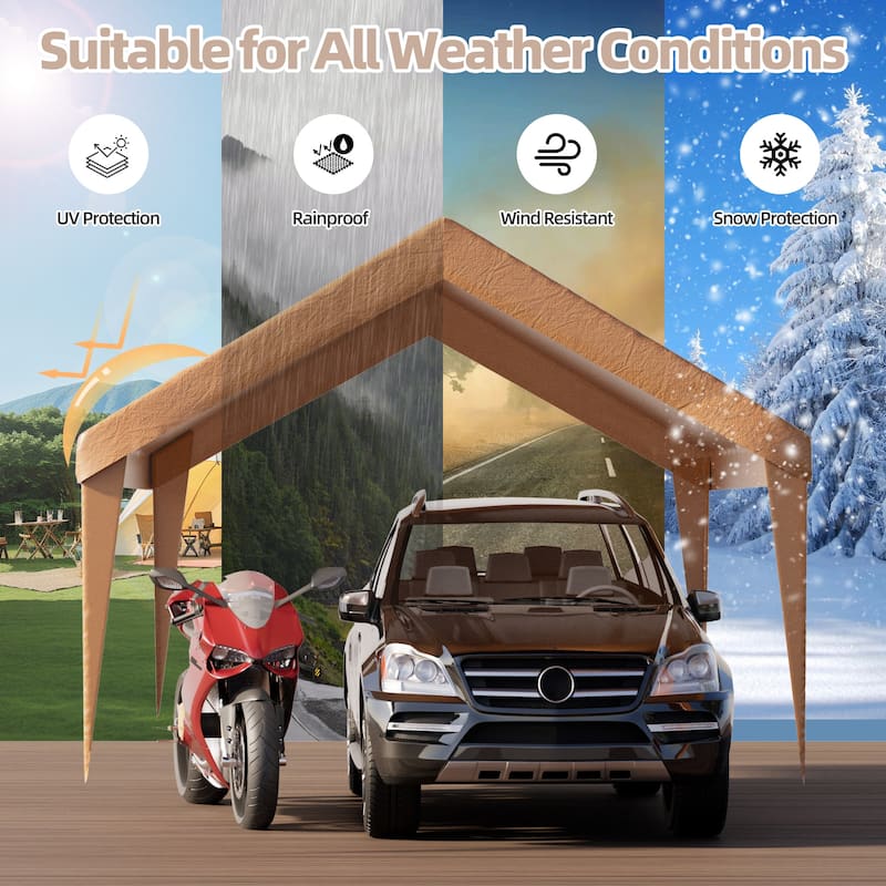 Heavy-Duty Carport Replacement Canopy, Rainproof & UV-Resistant, Canopy Only (Frame Not Included), Ideal for Cars