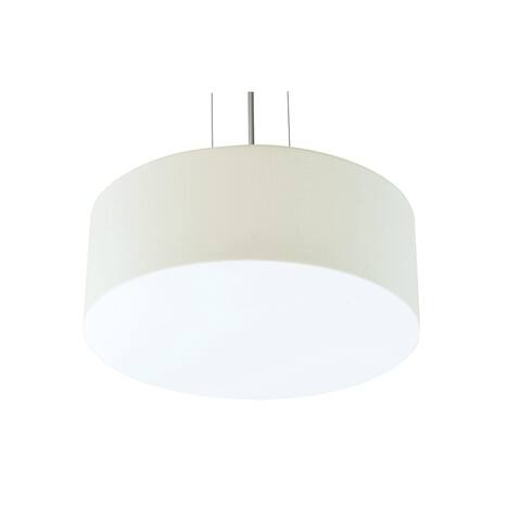 Anton 15-inch Satin Nickel LED Pendant, Linen White Shade