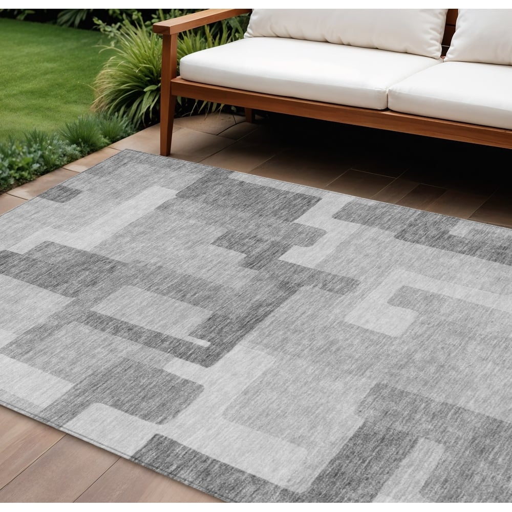 HomeRoots Abstract Transitional Rectangle Outdoor Rug