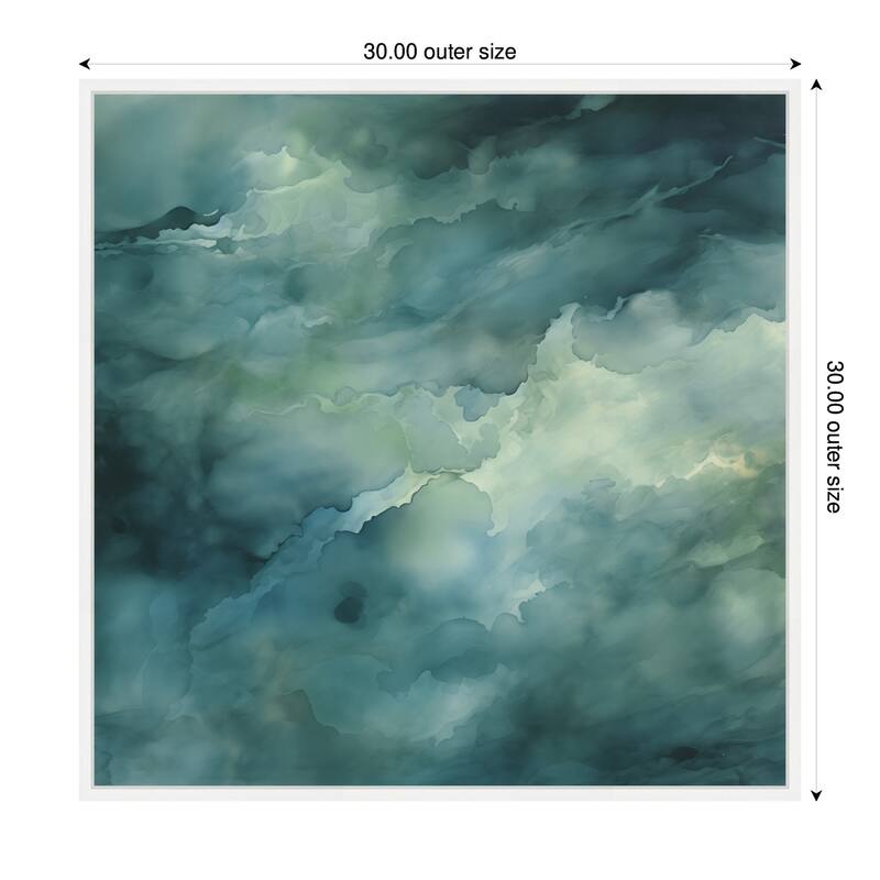 Kate and Laurel Sylvie Rich Green Teal Watery Abstract Framed Canvas by The Creative Bunch Studio