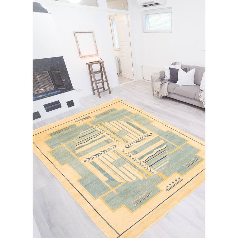ECARPETGALLERY Hand-knotted Finest Peshawar Ziegler Blue Wool Rug - 8'0 x 10'0