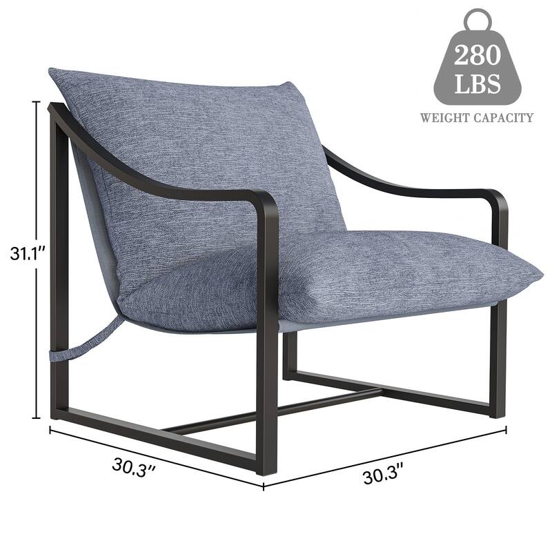 Comfy Fabric Modern Sling Accent Chair for Living Room
