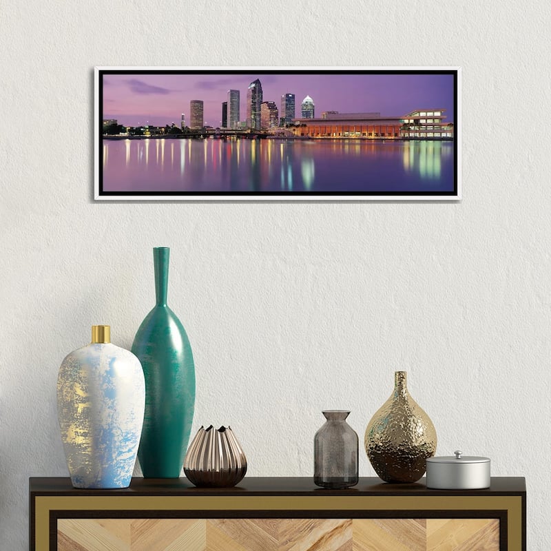 iCanvas "Tampa Panoramic Skyline Cityscape (Dusk)" by Unknown Artist Framed Canvas Print