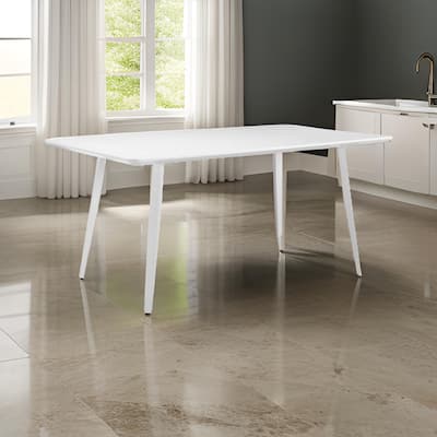 Hle 71 Inch Dining Table, 6 Seater Rectangular Tabletop, White Lacquer