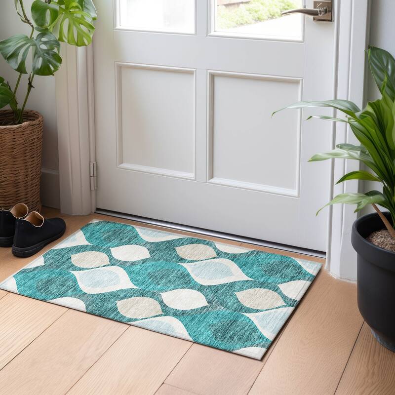 Premium Washable Super Soft Transitional Mayfield Rug - Teal - 1' 8" x 2' 6" - Rectangle