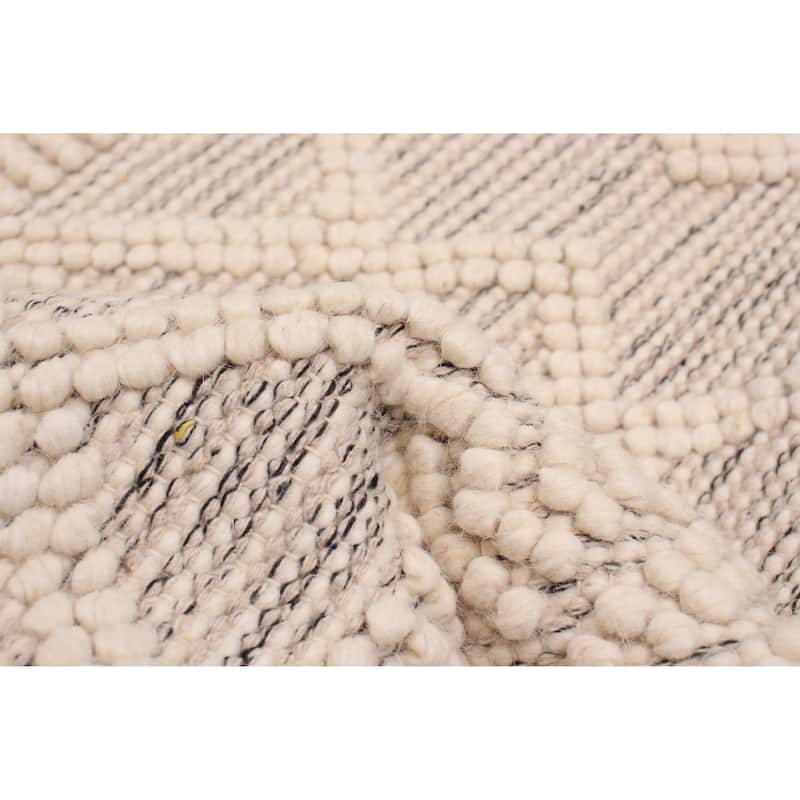 ECARPETGALLERY Braid weave Sienna Cream Wool Rug - 4'1 x 6'0