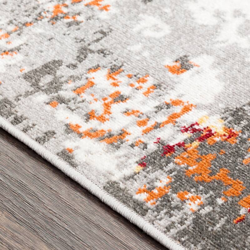 Trocadero Red Contemporary Abstract Area Rug - 5'3" x 7'6"