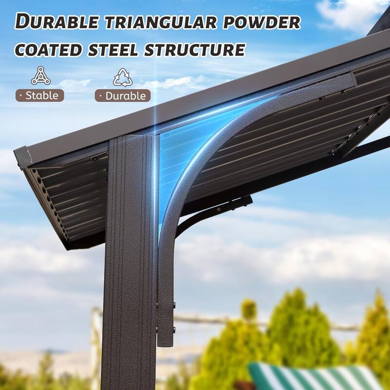 8x5FT Outdoor Hardtop Grill Gazebo with Double Roof, Side Shelves, and Ceiling Hook for Patio, Deck, Yard, or Garden