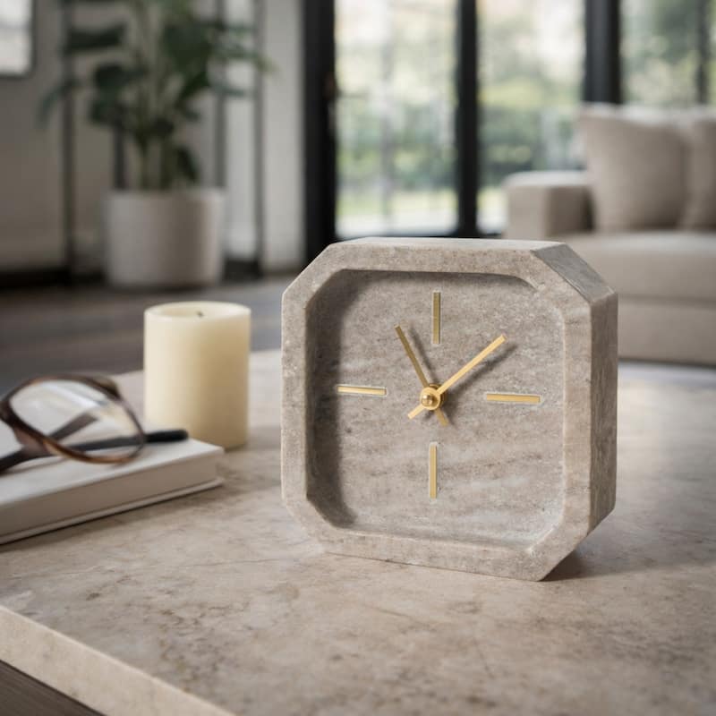 Modern Marble Octagon Decorative Table Clock
