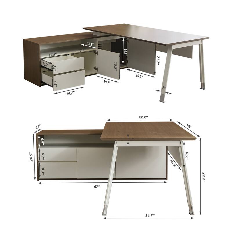 69"L-Shape Executive Desks Large Office Desk