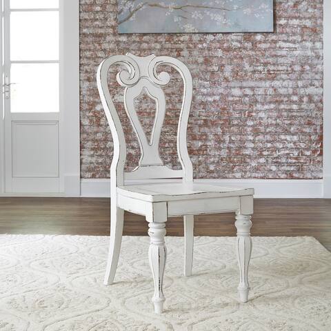 Magnolia Manor Antique White Weathered Bark Splat Back Side Chair (Set of 2)