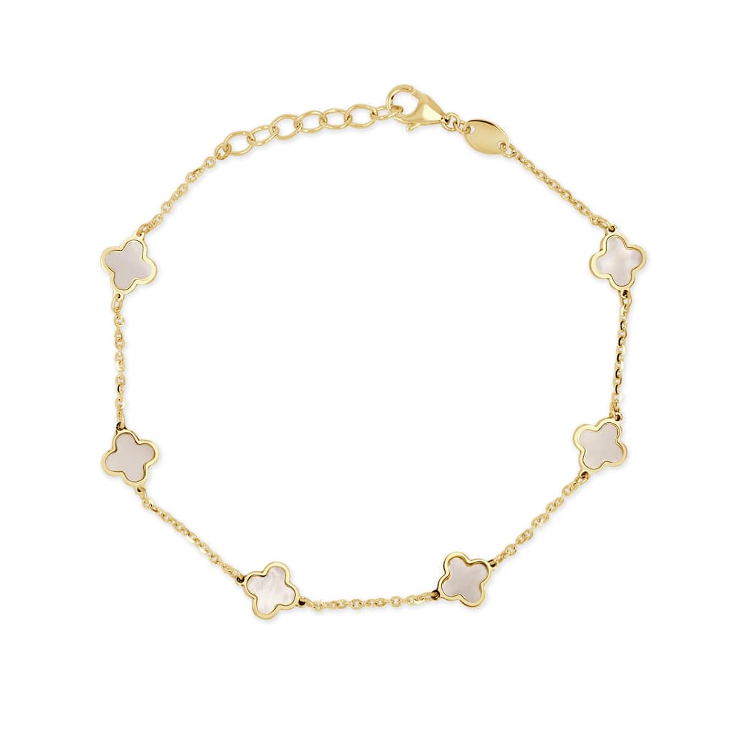 Italian Gold 14K Yellow Gold X-Small Clover Stackable Bracelet 5mm