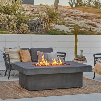 Lindon 60" Fire Pit with Hidden Tank Made in USA by Real Flame Smoke Finish