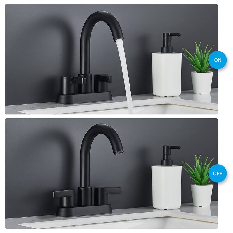 Modern 2 Handle 360° Swivel Bathroom Sink Faucet with Pop Up Drain Assembly, Anti Fingerprint, Anti Rust